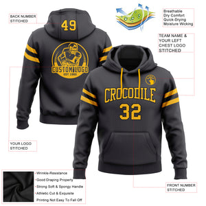 Custom Stitched Steel Gray Gold-Black Football Pullover Sweatshirt Hoodie