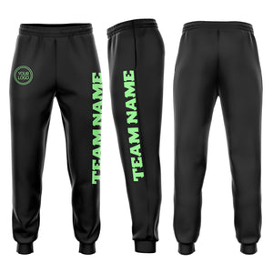 Custom Black Pea Green Fleece Jogger Sweatpants