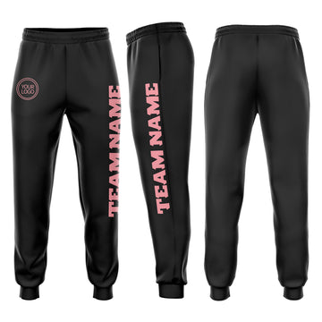 Custom Black Medium Pink Fleece Jogger Sweatpants