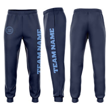 Load image into Gallery viewer, Custom Navy Light Blue Fleece Jogger Sweatpants
