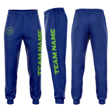Custom Royal Neon Green Fleece Jogger Sweatpants
