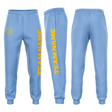 Load image into Gallery viewer, Custom Light Blue Gold Fleece Jogger Sweatpants
