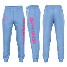 Load image into Gallery viewer, Custom Light Blue Pink Fleece Jogger Sweatpants
