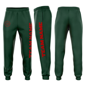 Custom Green Red Fleece Jogger Sweatpants