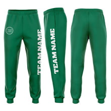 Load image into Gallery viewer, Custom Kelly Green White Fleece Jogger Sweatpants
