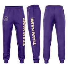 Load image into Gallery viewer, Custom Purple Cream Fleece Jogger Sweatpants
