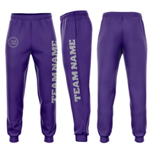 Load image into Gallery viewer, Custom Purple Gray Fleece Jogger Sweatpants
