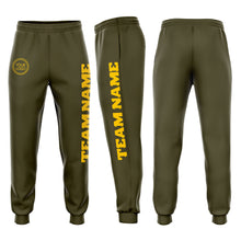 Load image into Gallery viewer, Custom Olive Gold Fleece Salute To Service Jogger Sweatpants
