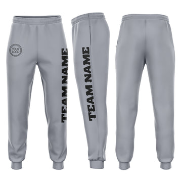 Custom Gray Black Fleece Jogger Sweatpants