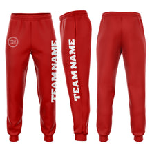 Load image into Gallery viewer, Custom Red White Fleece Jogger Sweatpants
