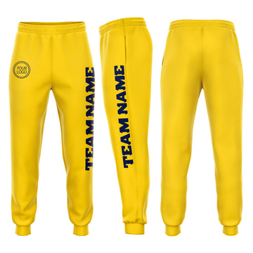 Custom Gold Navy Fleece Jogger Sweatpants