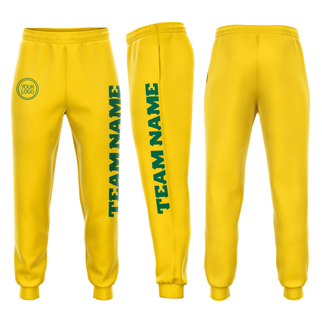 Custom Gold Kelly Green Fleece Jogger Sweatpants