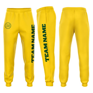 Custom Gold Green Fleece Jogger Sweatpants