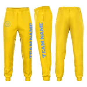 Custom Gold Light Blue Fleece Jogger Sweatpants