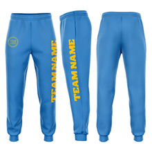 Load image into Gallery viewer, Custom Powder Blue Gold Fleece Jogger Sweatpants
