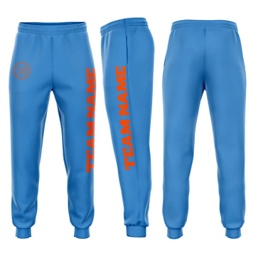 Custom Powder Blue Orange Fleece Jogger Sweatpants