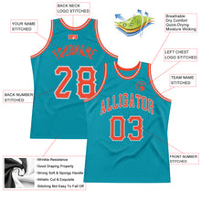 Load image into Gallery viewer, Custom Teal Orange-Gray Authentic Throwback Basketball Jersey
