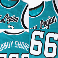Load image into Gallery viewer, Custom Teal White-Red Authentic Throwback Basketball Jersey
