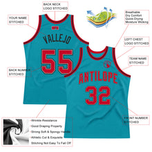 Load image into Gallery viewer, Custom Teal Red-Black Authentic Throwback Basketball Jersey
