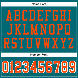 Custom Teal Orange-White Mesh Authentic Football Jersey