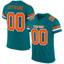Load image into Gallery viewer, Custom Teal Orange-White Mesh Authentic Football Jersey
