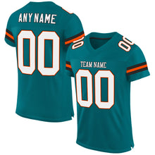Load image into Gallery viewer, Custom Teal White-Orange Mesh Authentic Football Jersey
