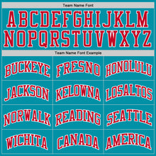 Load image into Gallery viewer, Custom Teal Red-White Authentic Throwback Basketball Jersey
