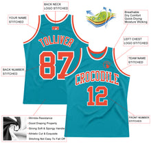 Load image into Gallery viewer, Custom Teal Orange-White Authentic Throwback Basketball Jersey
