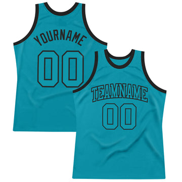 Custom Teal Teal-Black Authentic Throwback Basketball Jersey