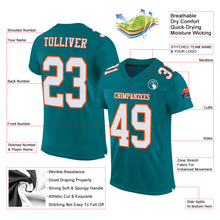 Load image into Gallery viewer, Custom Teal White-Orange Mesh Authentic Football Jersey
