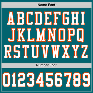 Custom Teal White-Orange Mesh Authentic Football Jersey