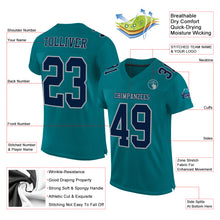 Load image into Gallery viewer, Custom Teal Navy-Gray Mesh Authentic Football Jersey
