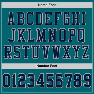 Custom Teal Navy-Gray Mesh Authentic Football Jersey