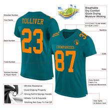 Load image into Gallery viewer, Custom Teal Bay Orange Mesh Authentic Football Jersey
