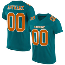 Load image into Gallery viewer, Custom Teal Texas Orange-White Mesh Authentic Football Jersey
