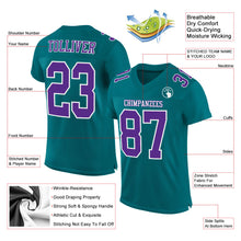 Load image into Gallery viewer, Custom Teal Purple-White Mesh Authentic Football Jersey
