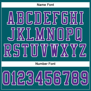 Custom Teal Purple-White Mesh Authentic Football Jersey