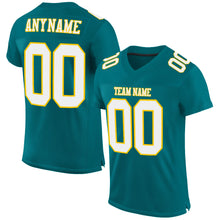 Load image into Gallery viewer, Custom Teal White-Gold Mesh Authentic Football Jersey
