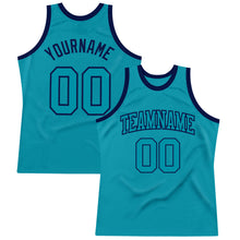 Load image into Gallery viewer, Custom Teal Teal-Navy Authentic Throwback Basketball Jersey
