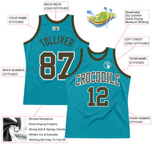 Load image into Gallery viewer, Custom Teal Olive-White Authentic Throwback Basketball Jersey
