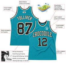 Load image into Gallery viewer, Custom Teal Black-Cream Authentic Throwback Basketball Jersey
