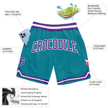 Load image into Gallery viewer, Custom Teal Purple-White Authentic Throwback Basketball Shorts
