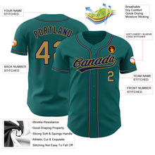 Load image into Gallery viewer, Custom Teal Old Gold-Navy Authentic Baseball Jersey
