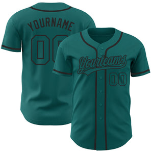 Custom Teal Teal-Black Authentic Baseball Jersey