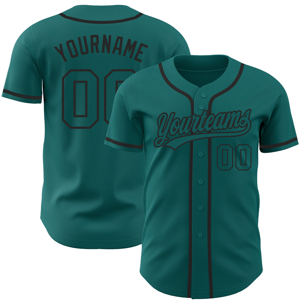 Custom Teal Teal-Black Authentic Baseball Jersey