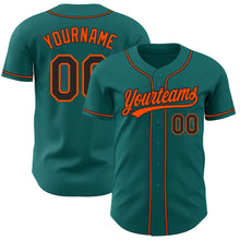 Load image into Gallery viewer, Custom Teal Black-Orange Authentic Baseball Jersey
