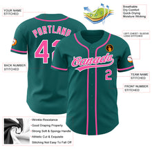 Load image into Gallery viewer, Custom Teal Pink-White Authentic Baseball Jersey
