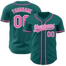 Load image into Gallery viewer, Custom Teal Pink-White Authentic Baseball Jersey
