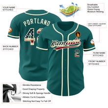 Load image into Gallery viewer, Custom Teal Vintage USA Flag-Cream Authentic Baseball Jersey
