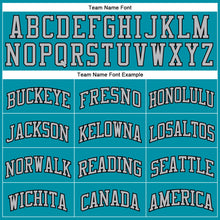 Load image into Gallery viewer, Custom Teal Black Pinstripe Gray Authentic Basketball Jersey
